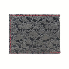 Men's Grey Skull Embossed Bifold Wallet Cross Card Holder