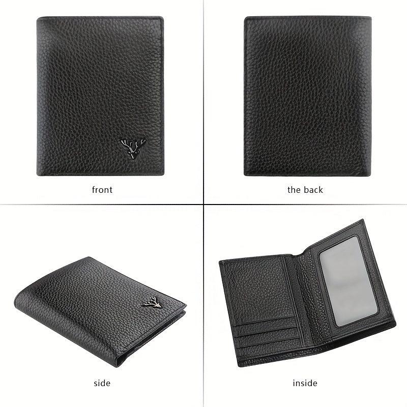 Men's Leather Short Wallet Money Clip Card Holder
