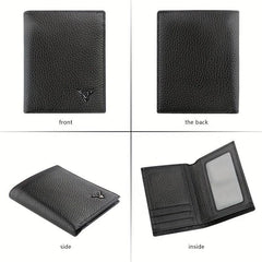 Men's Leather Short Wallet Money Clip Card Holder