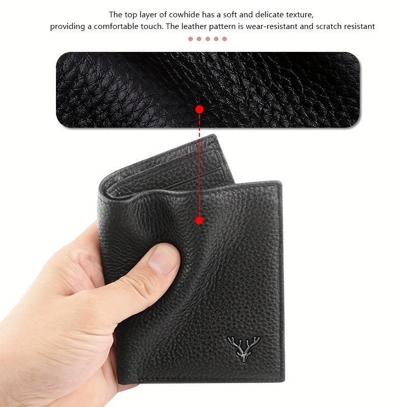 Men's Leather Short Wallet Money Clip Card Holder
