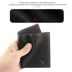 Men's Leather Short Wallet Money Clip Card Holder
