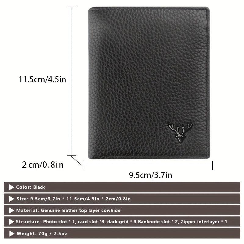 Men's Leather Short Wallet Money Clip Card Holder