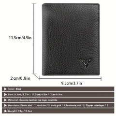 Men's Leather Short Wallet Money Clip Card Holder