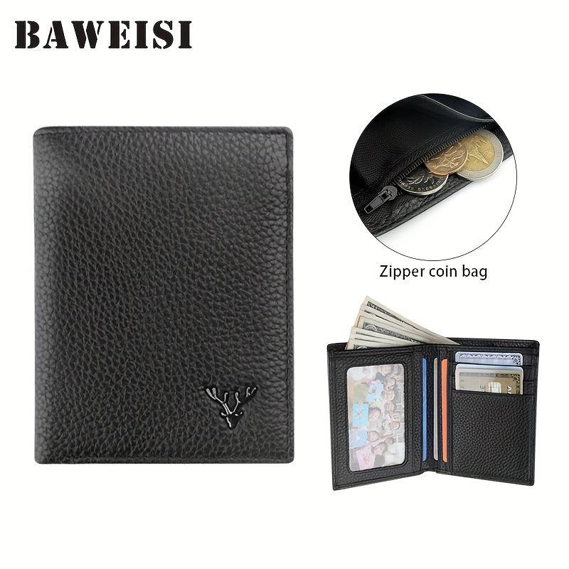 Men's Leather Short Wallet Money Clip Card Holder