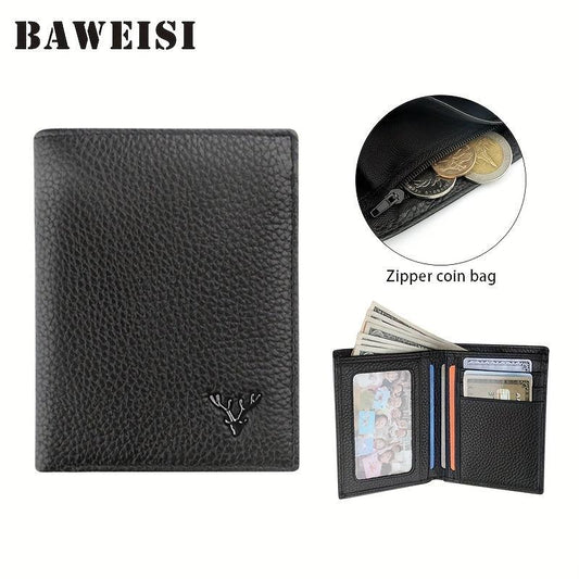 Men's Leather Short Wallet Money Clip Card Holder