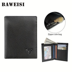 Men's Leather Short Wallet Money Clip Card Holder