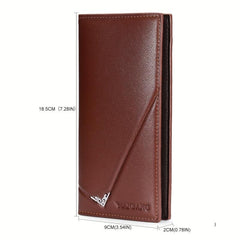 Men's Leather Long Wallet Card Holder Clutch Bag Pouch Money Clip