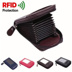 RFID Credit Card Holder Wallet Zipper PU Leather