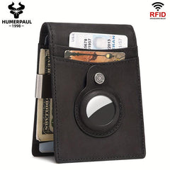 Slim Bifold Wallet Tracker for AirTag RFID Blocking Money Clip