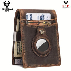 Slim Bifold Wallet Tracker for AirTag RFID Blocking Money Clip