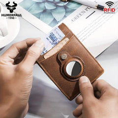 Slim Bifold Wallet Tracker for AirTag RFID Blocking Money Clip