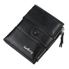 Men's Leather Short Wallet Money Clip Double Zipper Wallet Coin Purse
