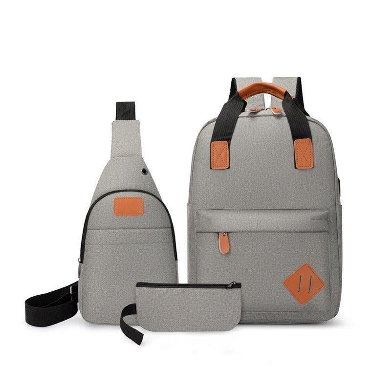 3pcs Compartment Backpack Set Crossbody Bag Large Capacity Waterproof Laptop