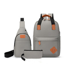 3pcs Compartment Backpack Set Crossbody Bag Large Capacity Waterproof Laptop