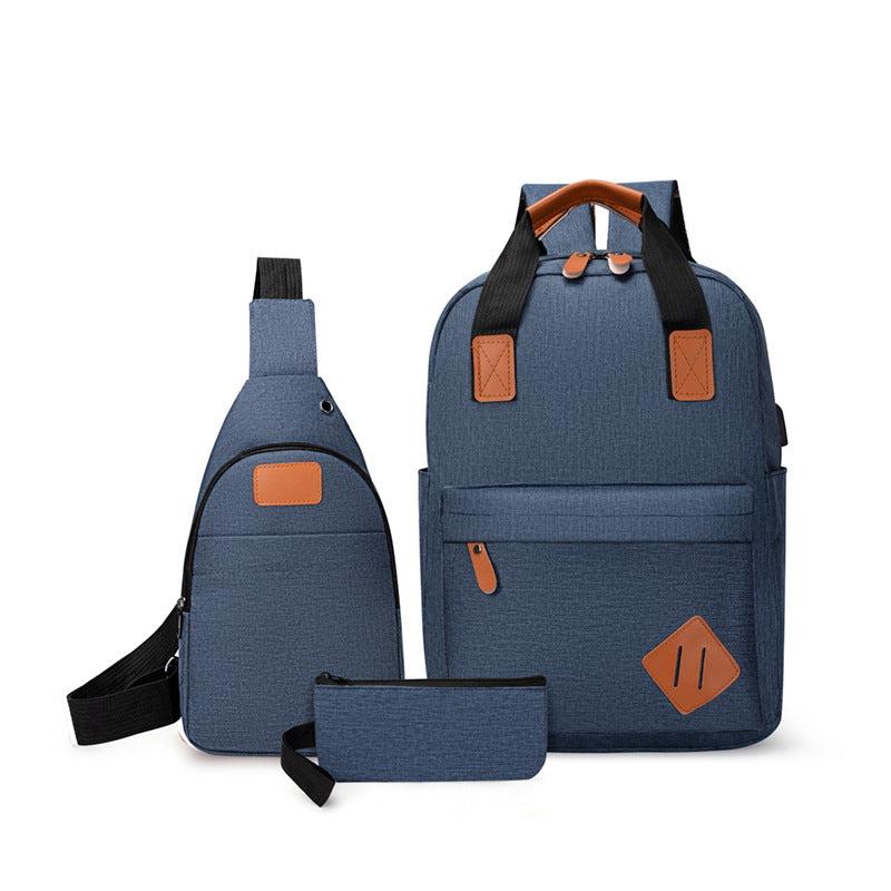 3pcs Compartment Backpack Set Crossbody Bag Large Capacity Waterproof Laptop