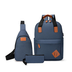 3pcs Compartment Backpack Set Crossbody Bag Large Capacity Waterproof Laptop