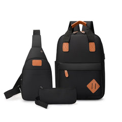 3pcs Compartment Backpack Set Crossbody Bag Large Capacity Waterproof Laptop