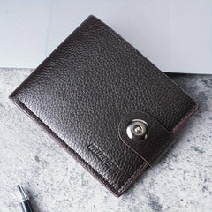 Men's Leather Hasp Short Wallet with Money Clip