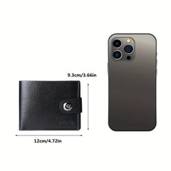 Men's Leather Hasp Short Wallet with Money Clip