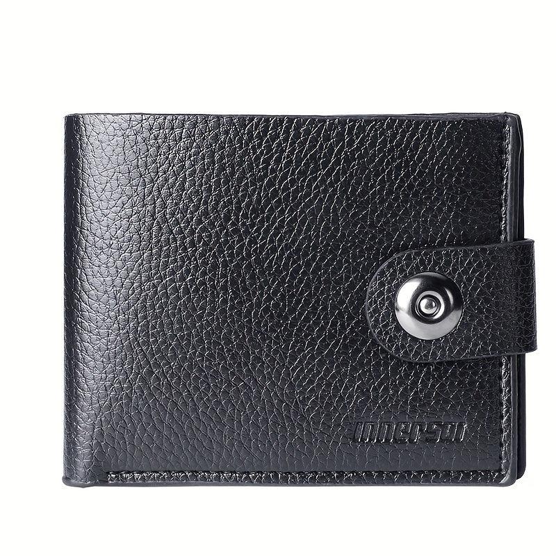 Men's Leather Hasp Short Wallet with Money Clip