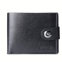 Men's Leather Hasp Short Wallet with Money Clip