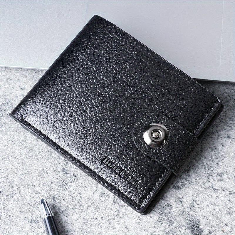 Men's Leather Hasp Short Wallet with Money Clip