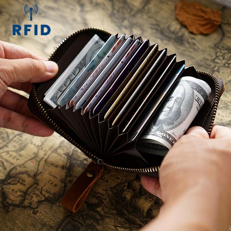 Vintage RFID Card Holder Coin Wallet Large Capacity