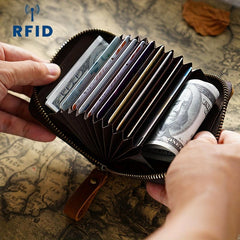 Vintage RFID Card Holder Coin Wallet Large Capacity