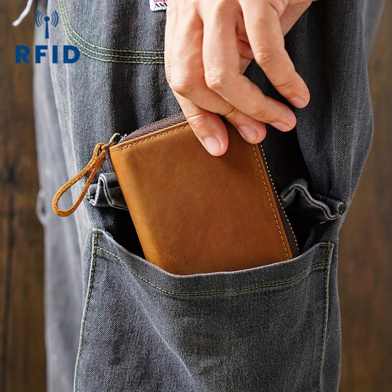 Vintage RFID Card Holder Coin Wallet Large Capacity