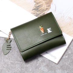 Rabbit Carrot Pattern Short Wallet Money Clip Card Holder