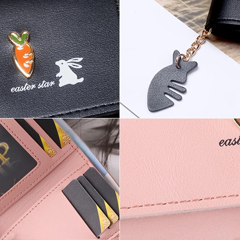 Rabbit Carrot Pattern Short Wallet Money Clip Card Holder