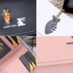 Rabbit Carrot Pattern Short Wallet Money Clip Card Holder