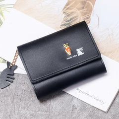 Rabbit Carrot Pattern Short Wallet Money Clip Card Holder
