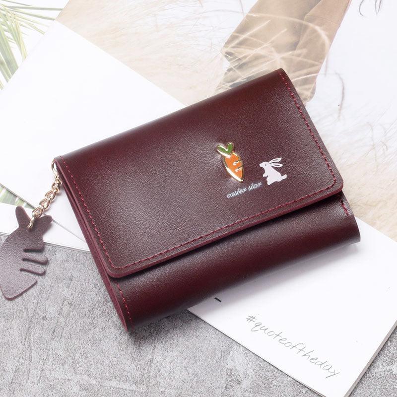 Rabbit Carrot Pattern Short Wallet Money Clip Card Holder