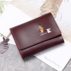 Rabbit Carrot Pattern Short Wallet Money Clip Card Holder