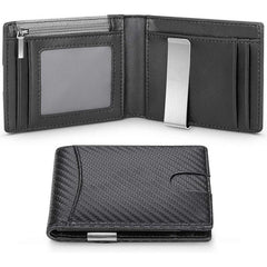Men's Carbon Fiber Bifold Wallet with Coin Pocket