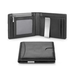 Men's Carbon Fiber Bifold Wallet with Coin Pocket