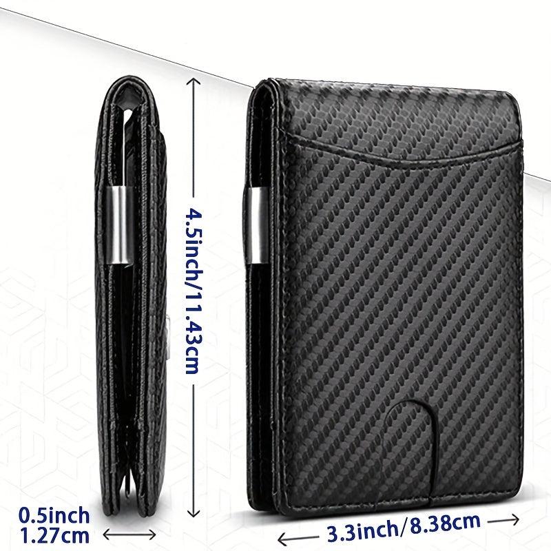 Men's Carbon Fiber Bifold Wallet with Coin Pocket