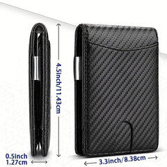 Men's Carbon Fiber Bifold Wallet with Coin Pocket