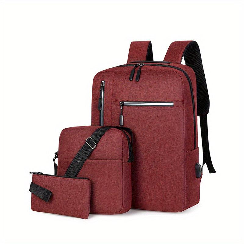 Men's Business Backpack Set Laptop School Bag Crossbody