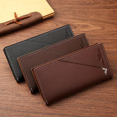 Men's Business Long Wallet Large Capacity Leather Money Clip