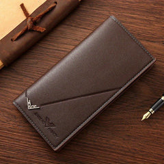 Men's Business Long Wallet Large Capacity Leather Money Clip