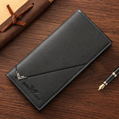 Men's Business Long Wallet Large Capacity Leather Money Clip