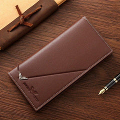 Men's Business Long Wallet Large Capacity Leather Money Clip