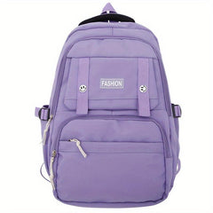 Solid Backpack Preppy Bag Outdoor Travel Schoolbag Men And Women