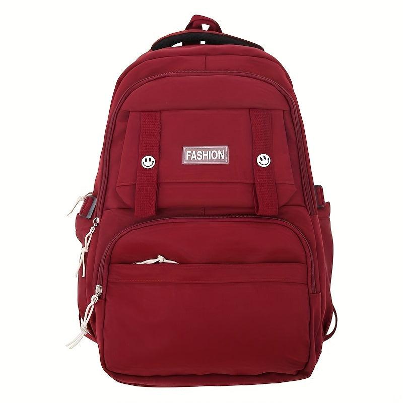 Solid Backpack Preppy Bag Outdoor Travel Schoolbag Men And Women