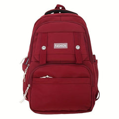 Solid Backpack Preppy Bag Outdoor Travel Schoolbag Men And Women