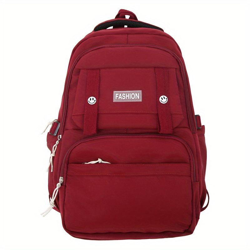 Solid Backpack Preppy Bag Outdoor Travel Schoolbag Men And Women