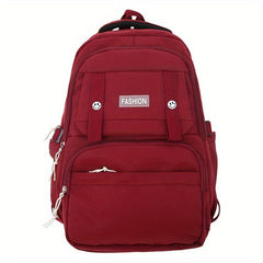 Solid Backpack Preppy Bag Outdoor Travel Schoolbag Men And Women