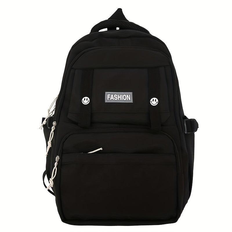 Solid Backpack Preppy Bag Outdoor Travel Schoolbag Men And Women